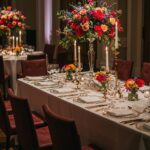 Elegant rustic wedding décor with burlap and wildflowers