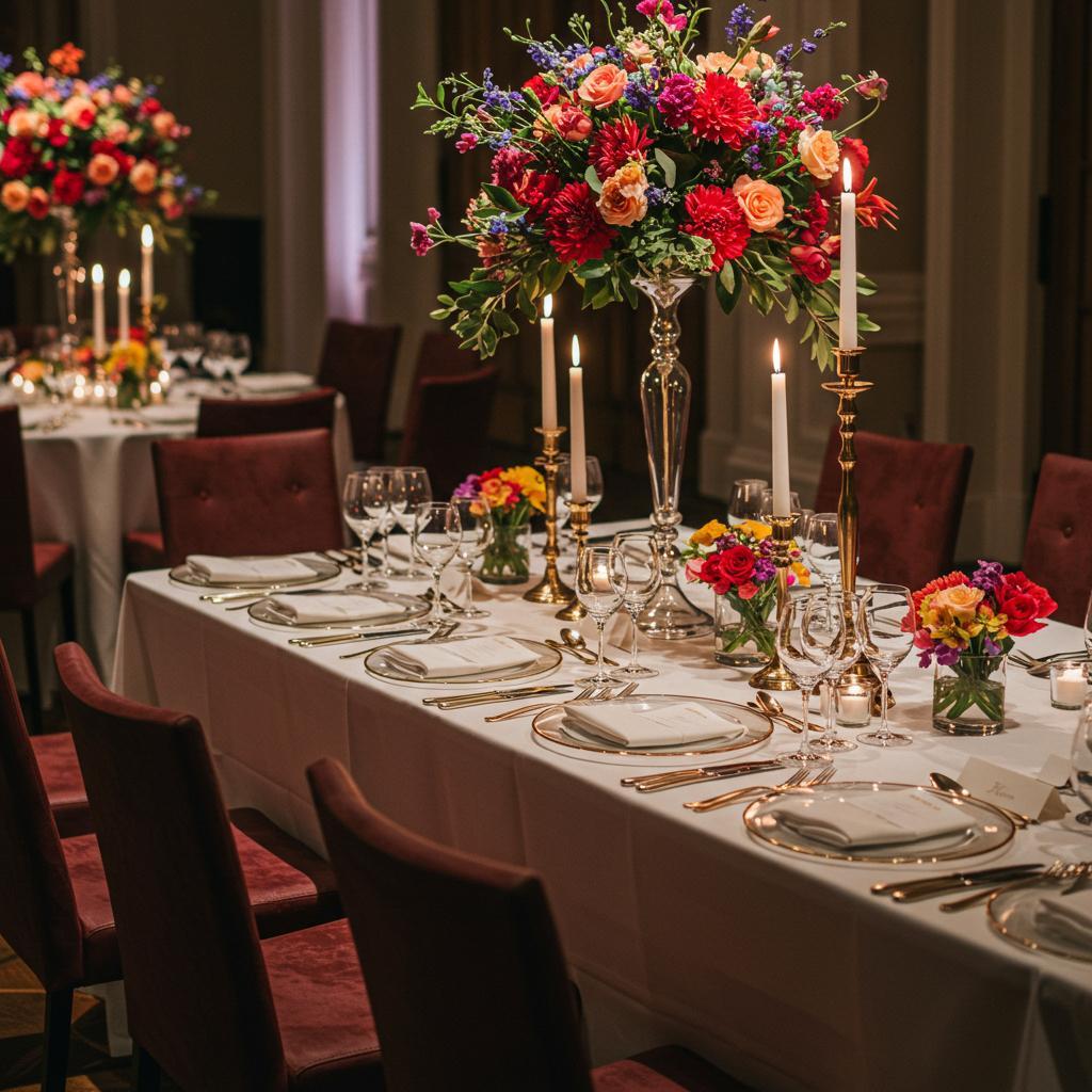 Elegant rustic wedding décor with burlap and wildflowers