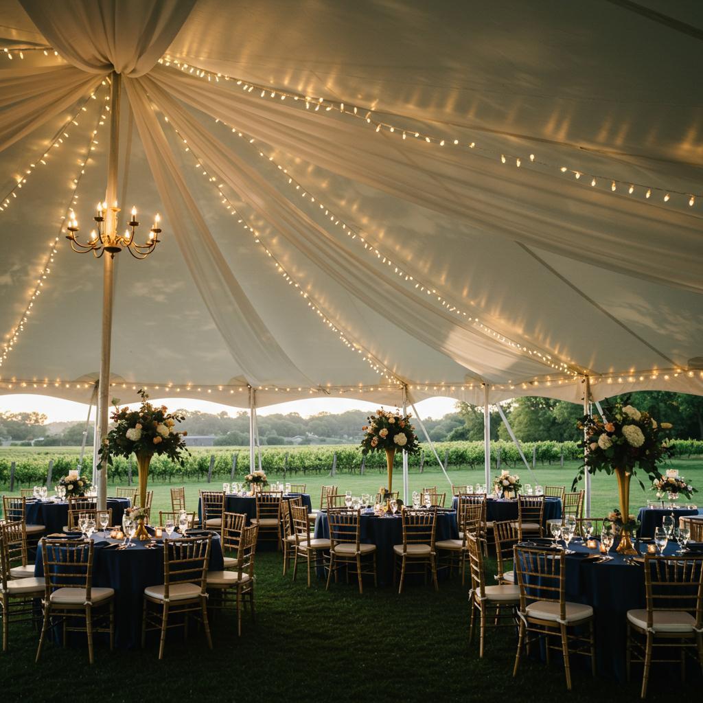 Vineyard wedding venue in Santa Barbara with rustic tables and chairs