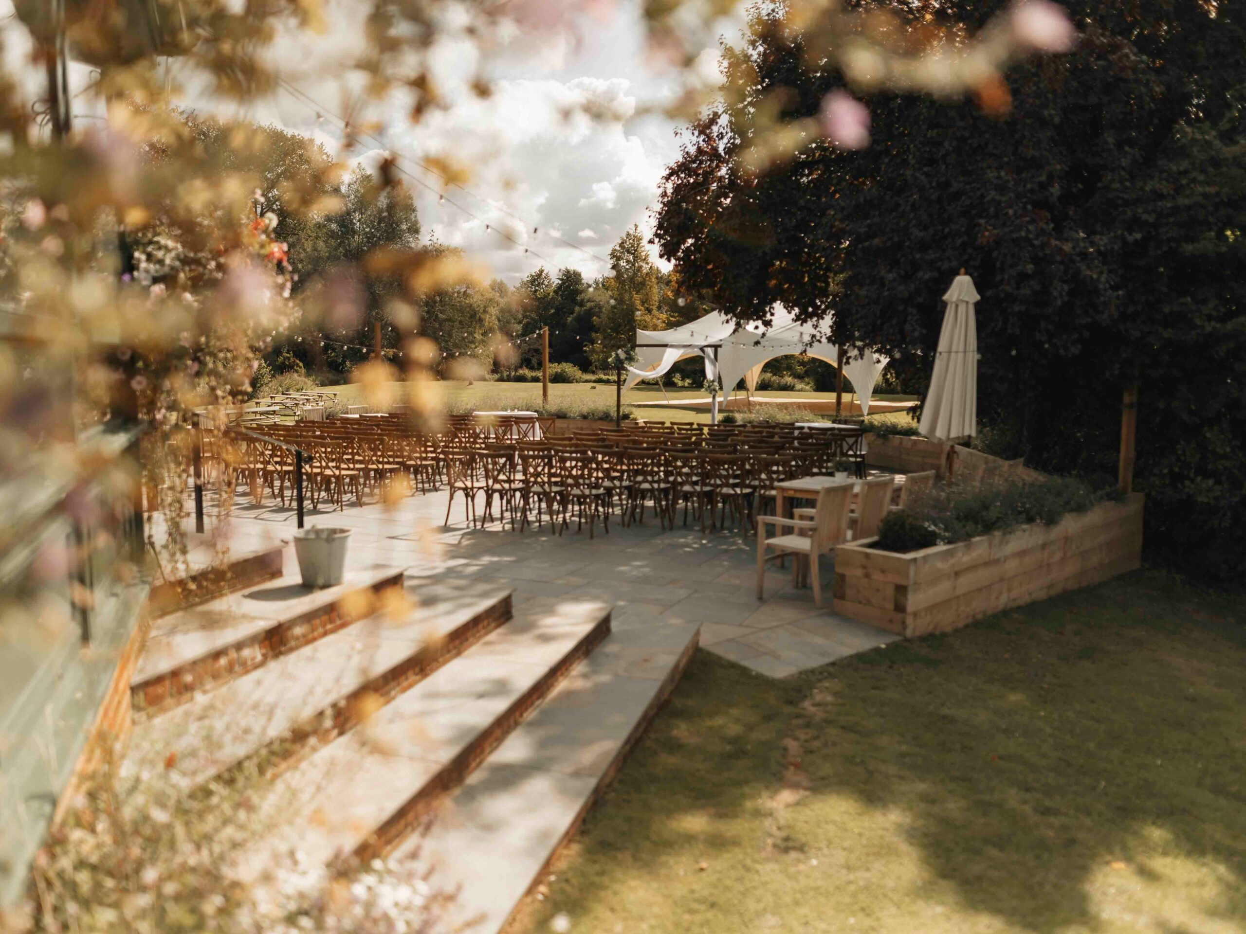 wedding ceremony in a backyard