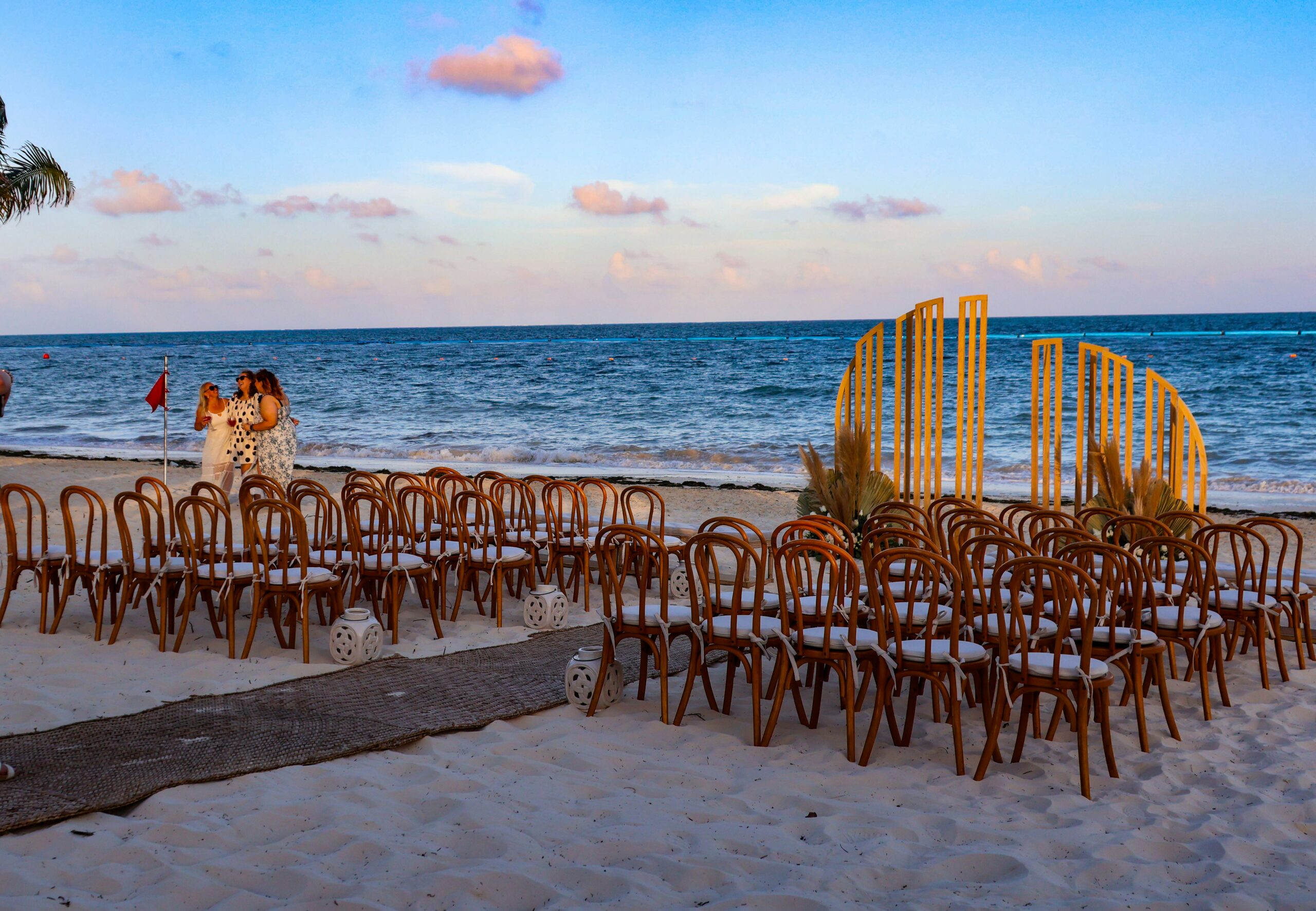 beach wedding ceremony setup