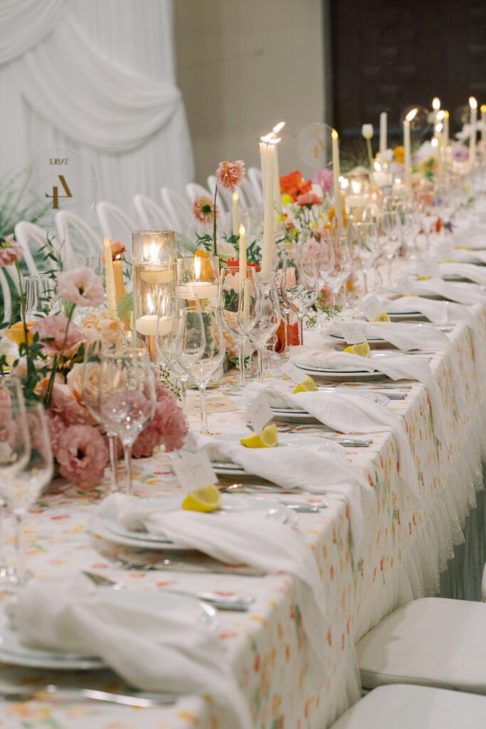 long wedding table linens