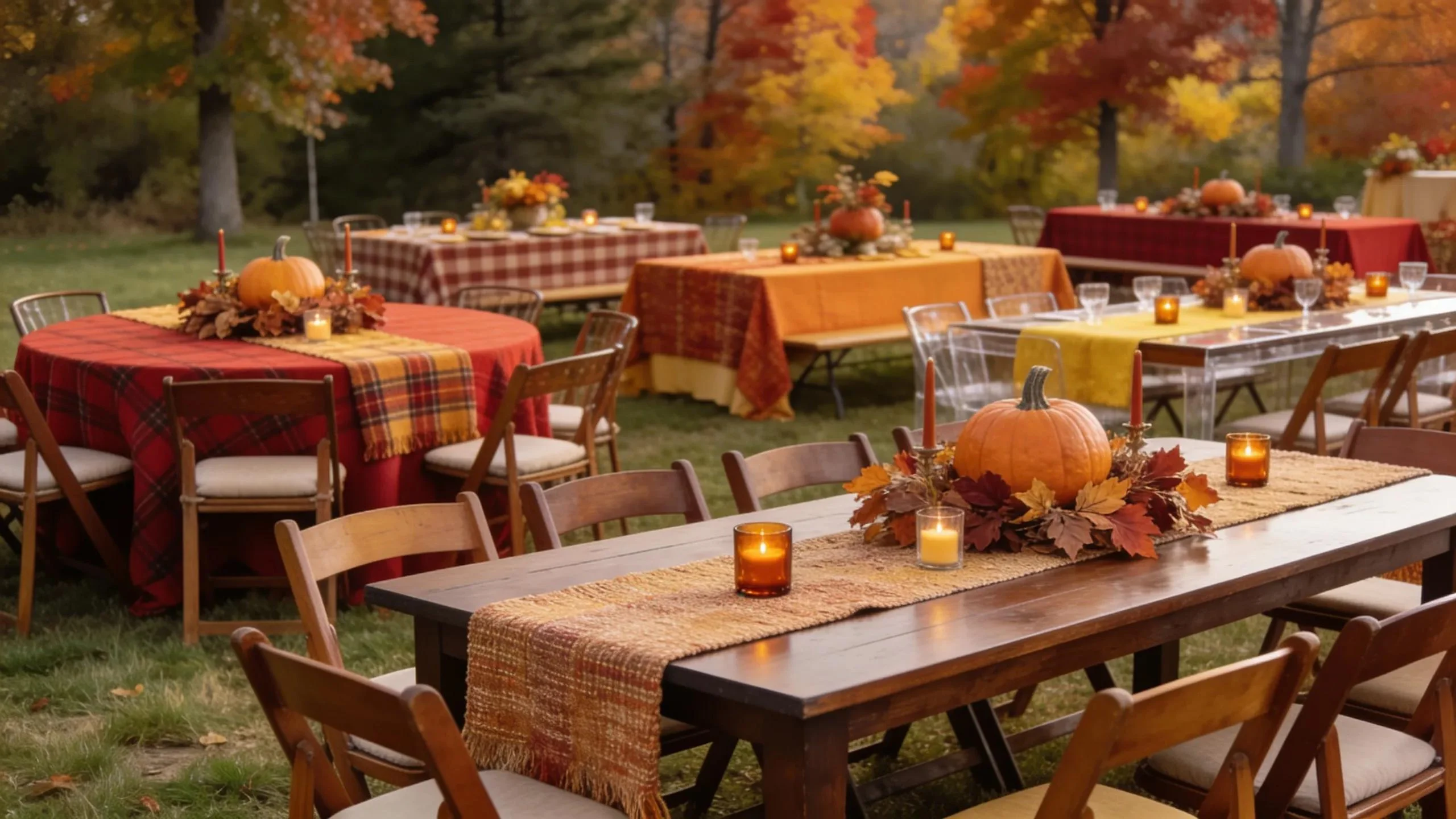 Stylish table arrangements for fall parties with seasonal decor
