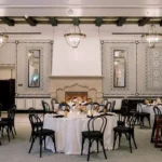 Santa Barbara event seating layout with round tables and clear guest circulation