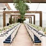 outdoor long table wedding reception