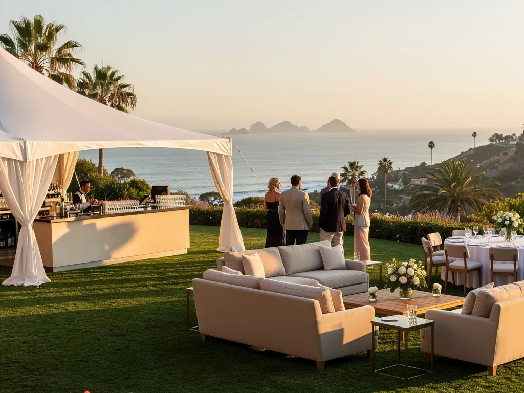 Open garden sightline preserved from an estate event's seating area